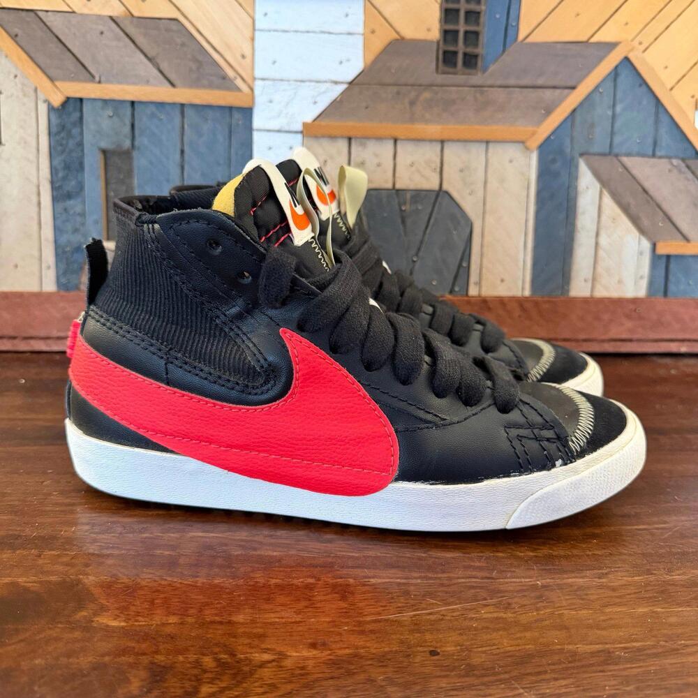 Nike Blazer Mid '77 Jumbo Shoes Black Bright Crimson (DD3111-001) 8.5
